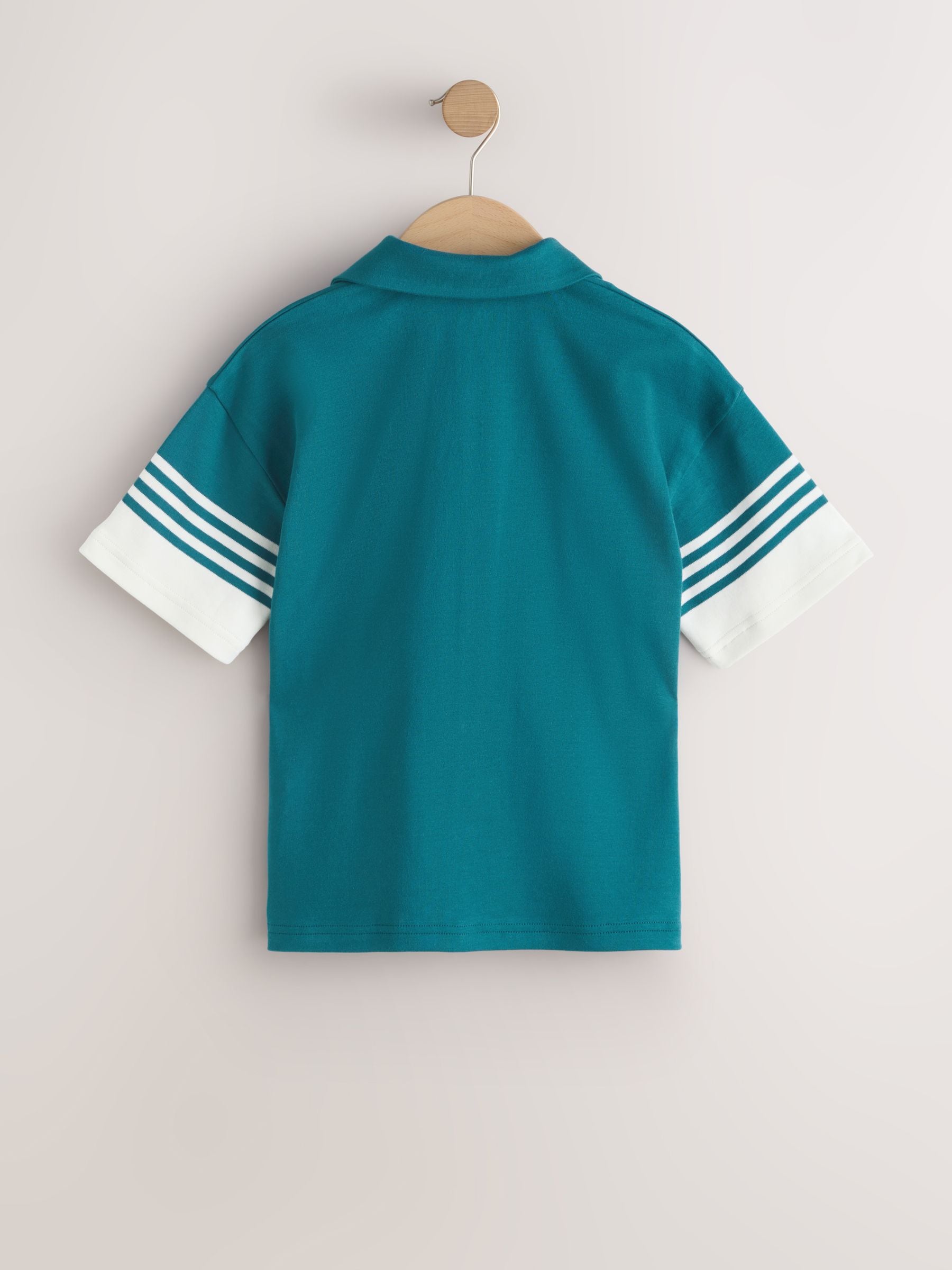 Dsiney Kidz - Teal Blue/Ecru Button Through Short Sleeve Jersey Shirt (3-16yrs) image 6