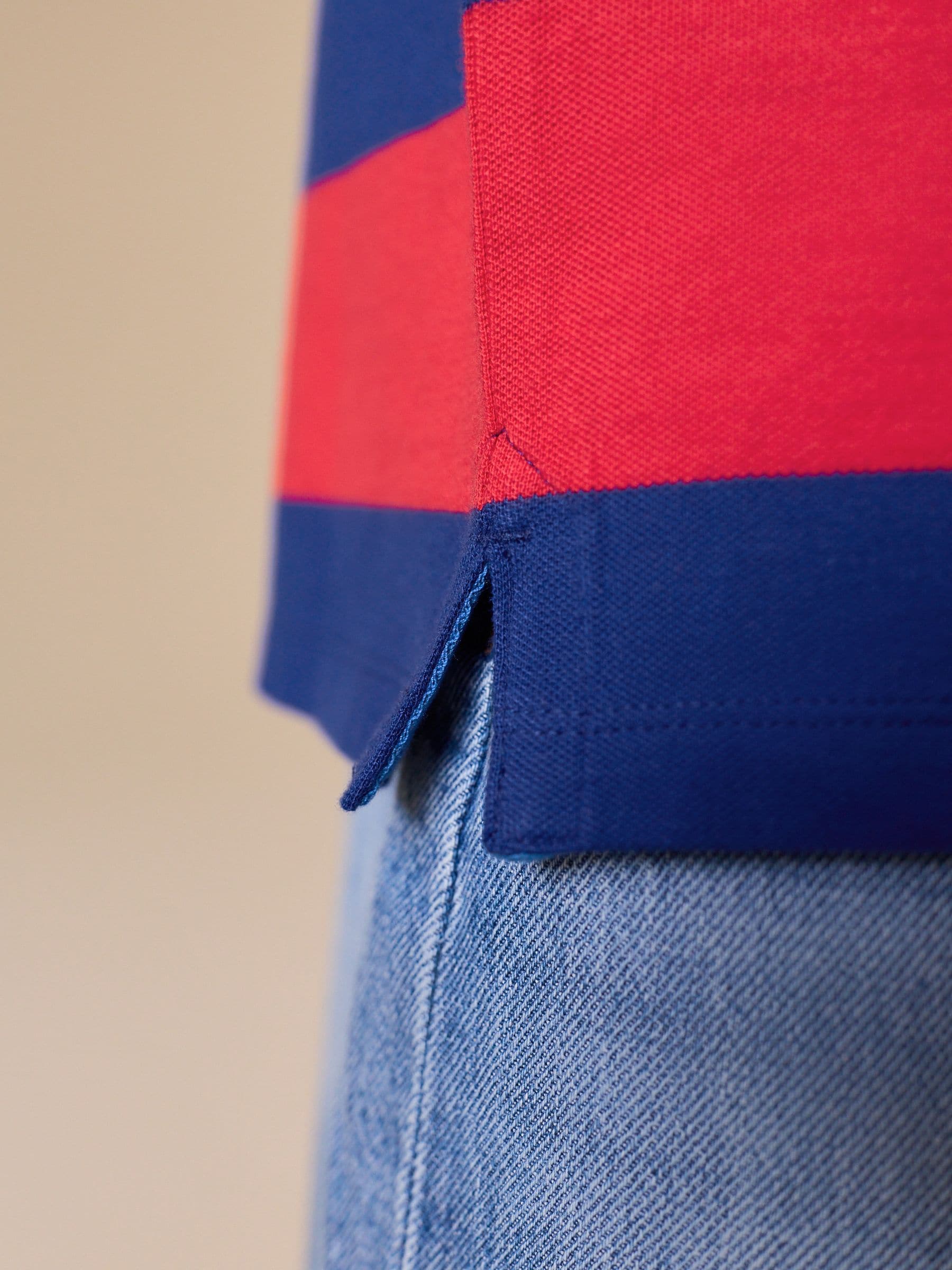 Dsiney Kidz - Red/Blue Relaxed Fit Stripe Short Sleeve Polo Shirt (3-16yrs) image 5
