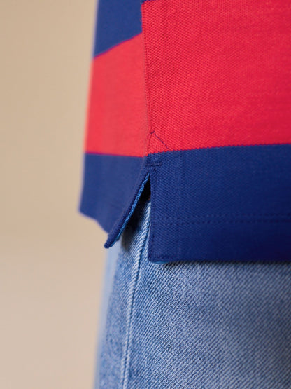 Dsiney Kidz - Red/Blue Relaxed Fit Stripe Short Sleeve Polo Shirt (3-16yrs) image 5