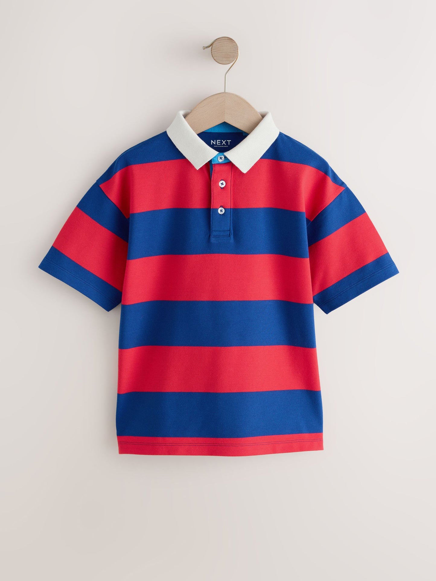 Dsiney Kidz - Red/Blue Relaxed Fit Stripe Short Sleeve Polo Shirt (3-16yrs) image 6
