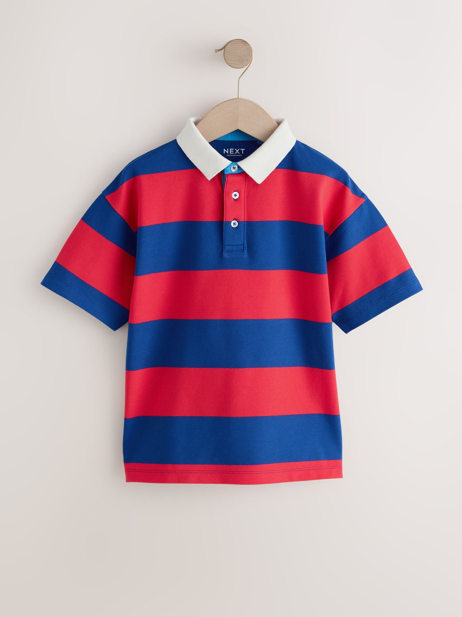 Dsiney Kidz - Red/Blue Relaxed Fit Stripe Short Sleeve Polo Shirt (3-16yrs) image 6