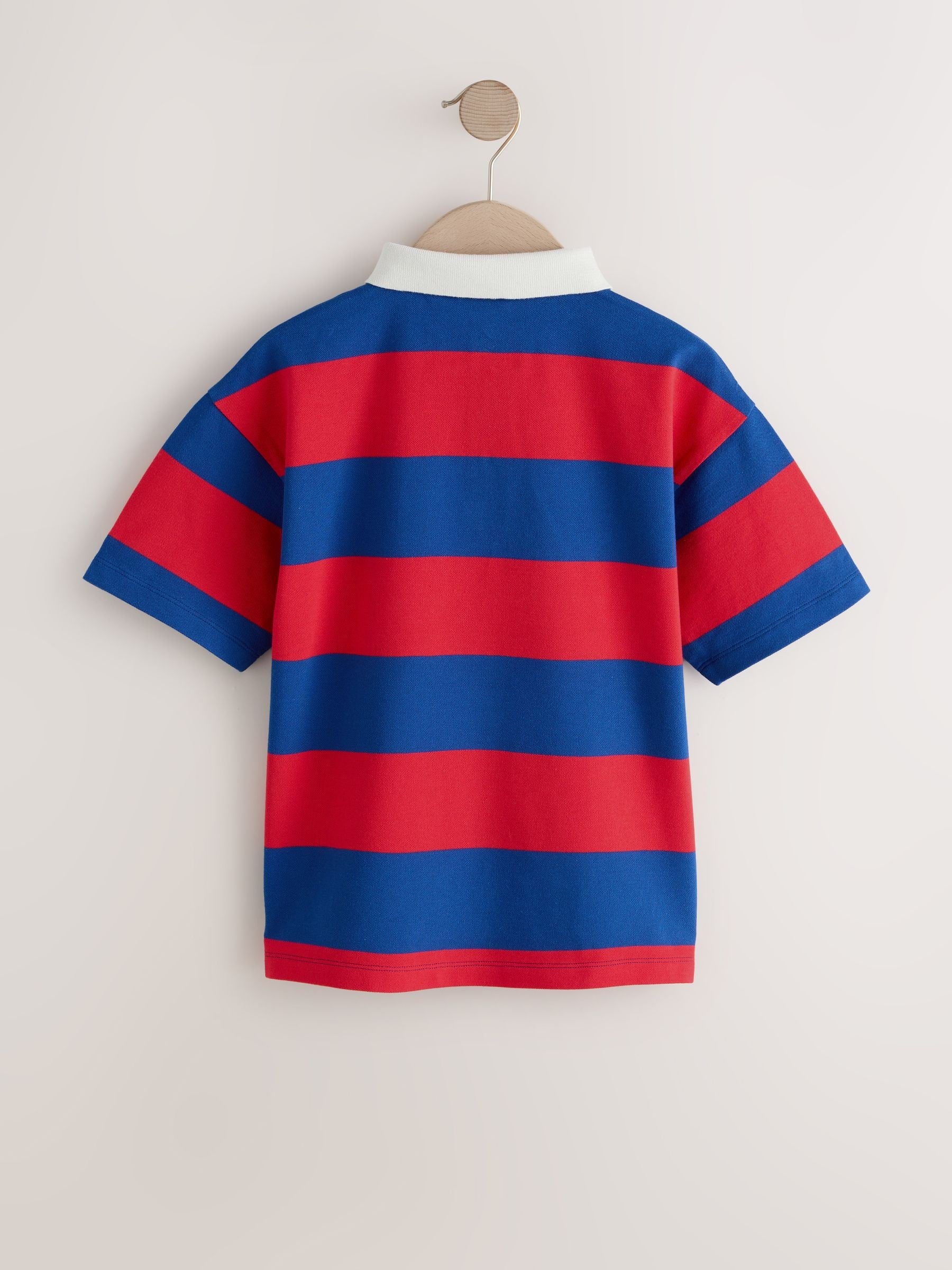 Dsiney Kidz - Red/Blue Relaxed Fit Stripe Short Sleeve Polo Shirt (3-16yrs) image 7