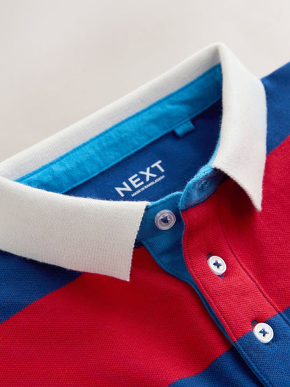 Dsiney Kidz - Red/Blue Relaxed Fit Stripe Short Sleeve Polo Shirt (3-16yrs) image 8