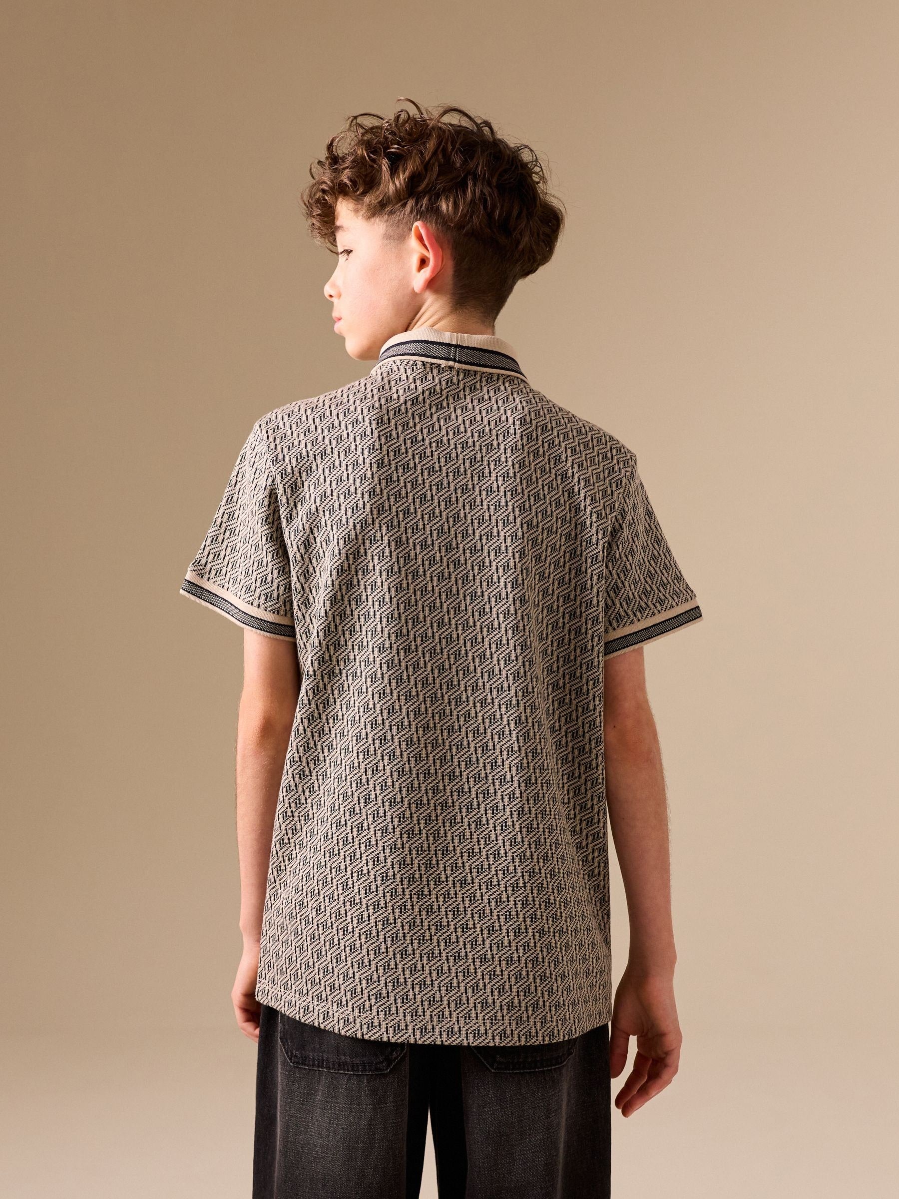 Dsiney Kidz - Neutral/Black Short Sleeve Jersey Polo Shirt (3-16yrs) image 3