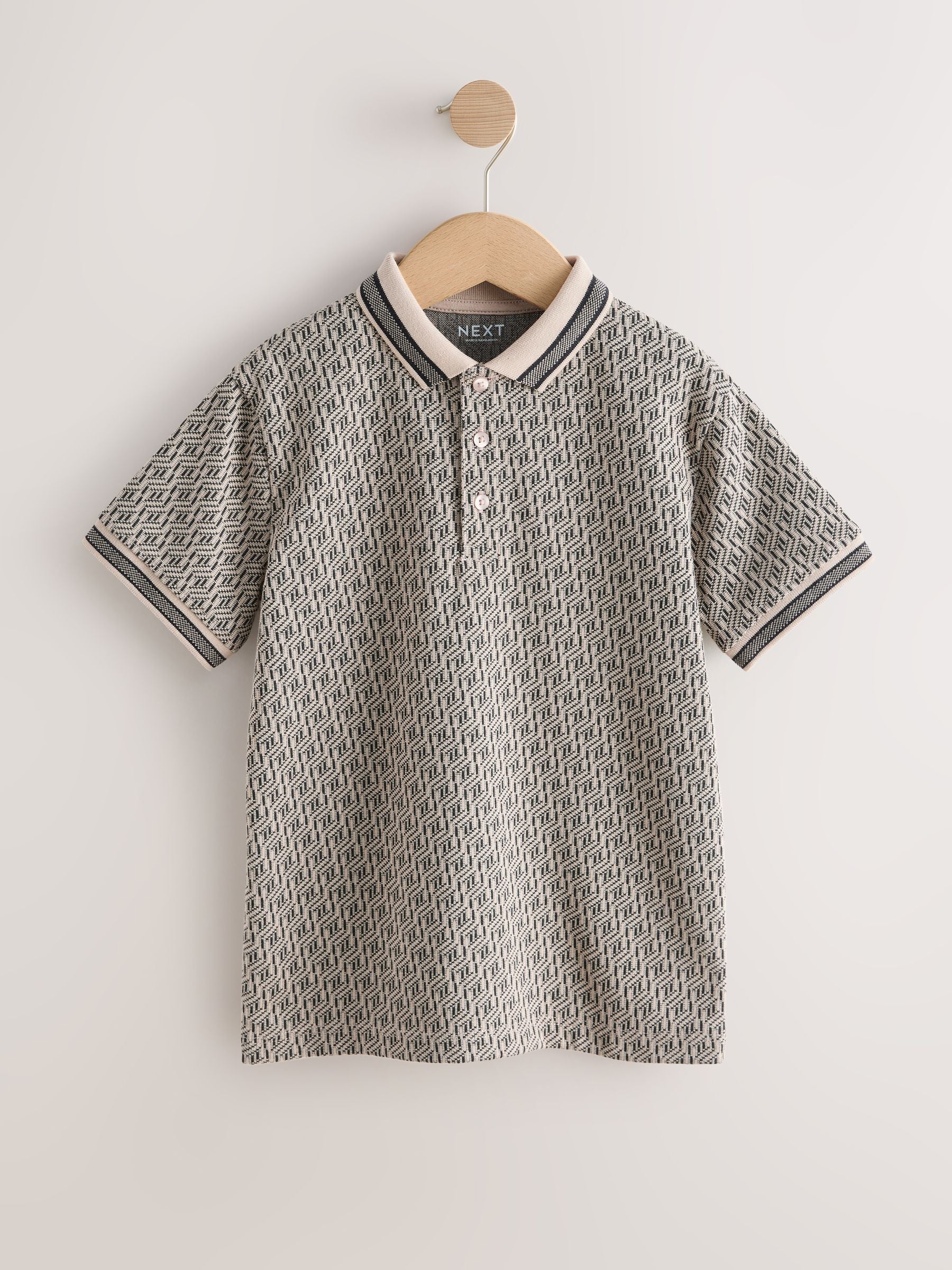 Dsiney Kidz - Neutral/Black Short Sleeve Jersey Polo Shirt (3-16yrs) image 5