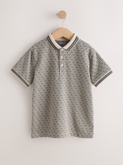 Dsiney Kidz - Neutral/Black Short Sleeve Jersey Polo Shirt (3-16yrs) image 5