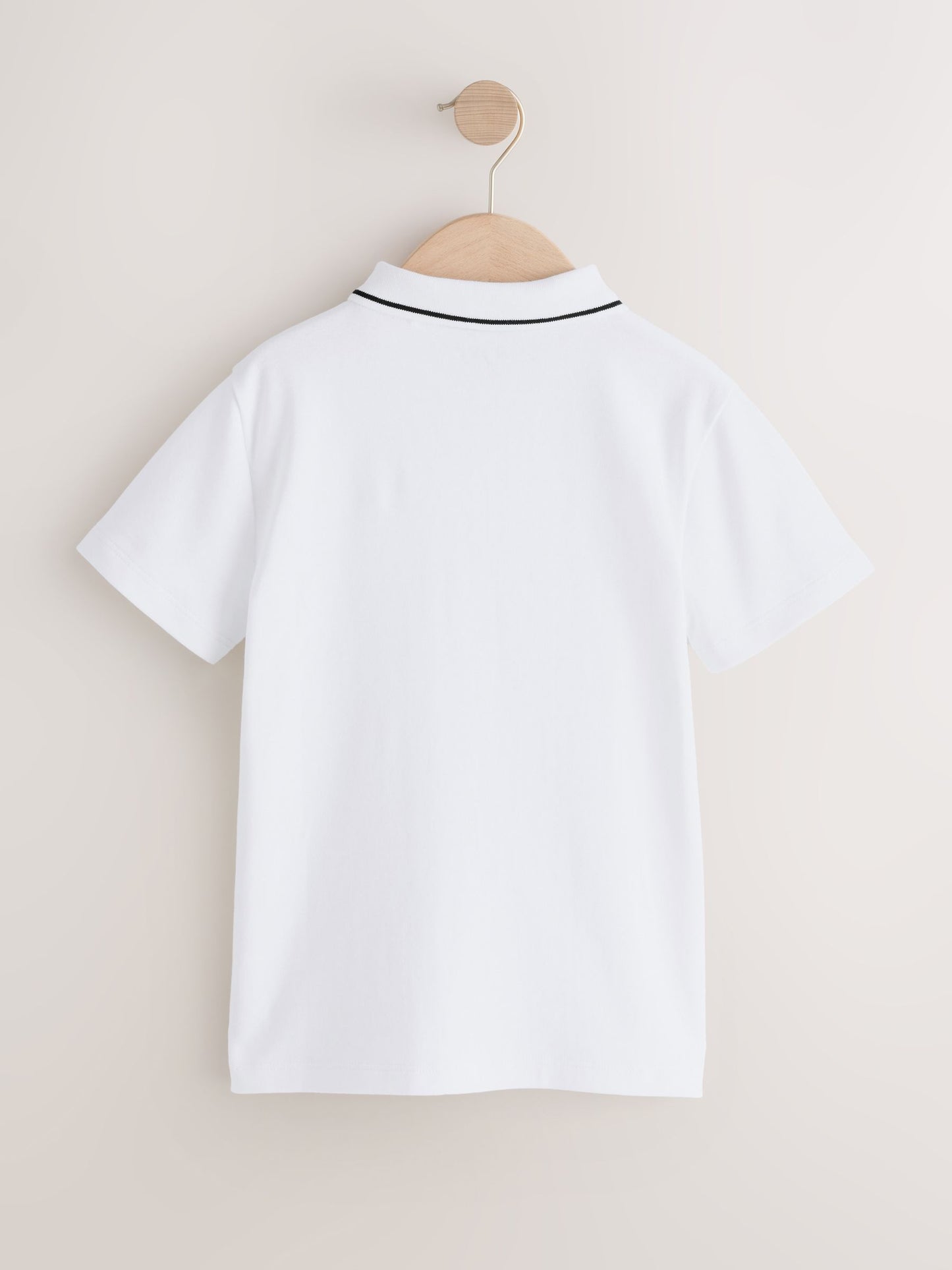 Dsiney Kidz - White/Black Vertical Stripe Zip Neck Polo Shirt (3-16yrs) image 2