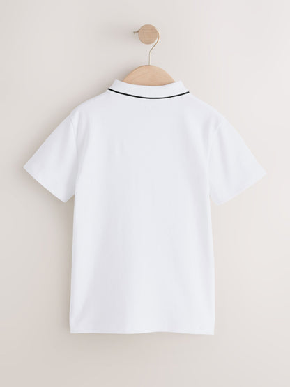 Dsiney Kidz - White/Black Vertical Stripe Zip Neck Polo Shirt (3-16yrs) image 2