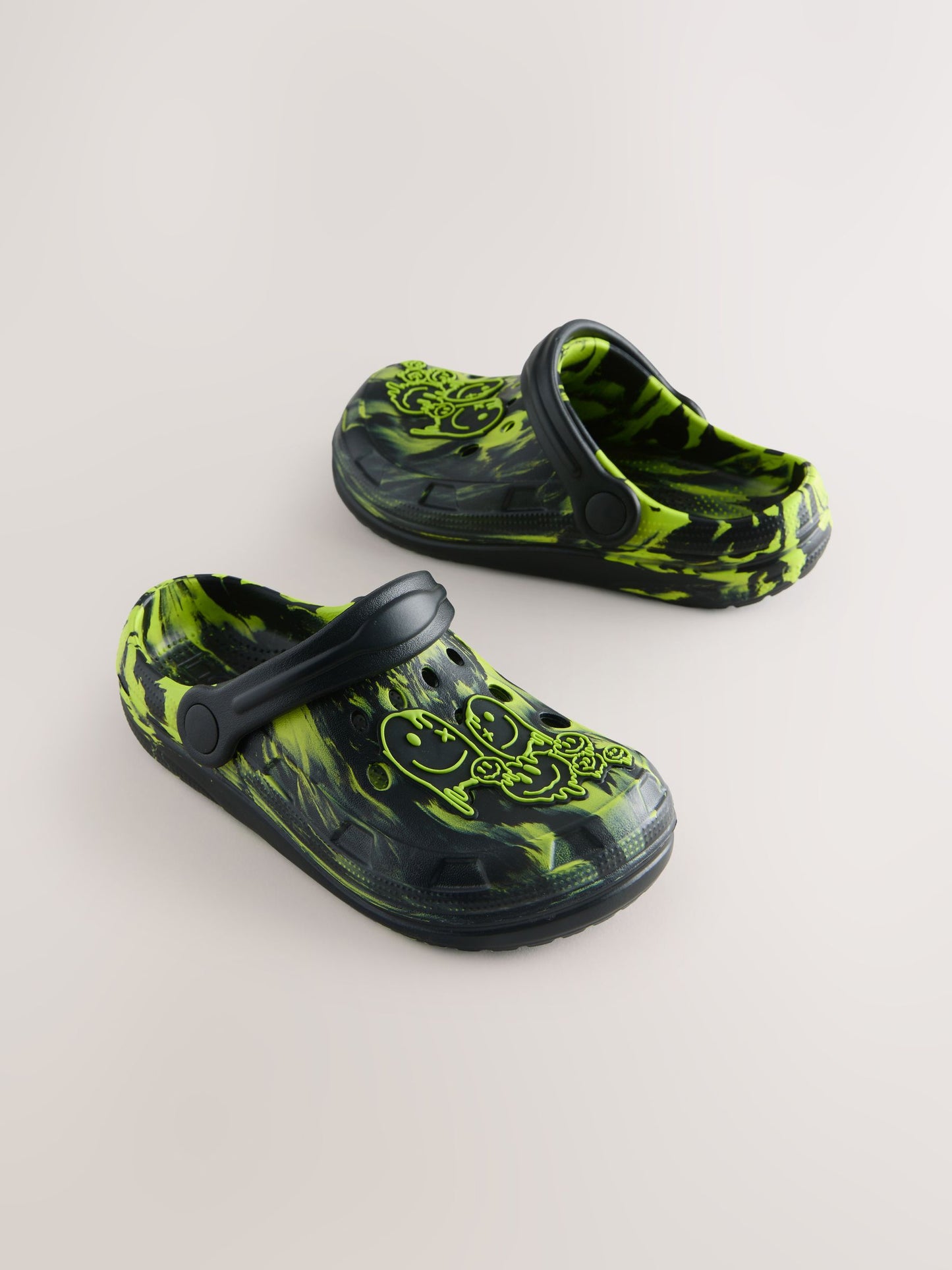 Black/Green Marble Clogs image 1