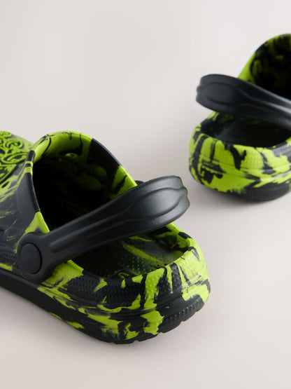 Black/Green Marble Clogs image 5