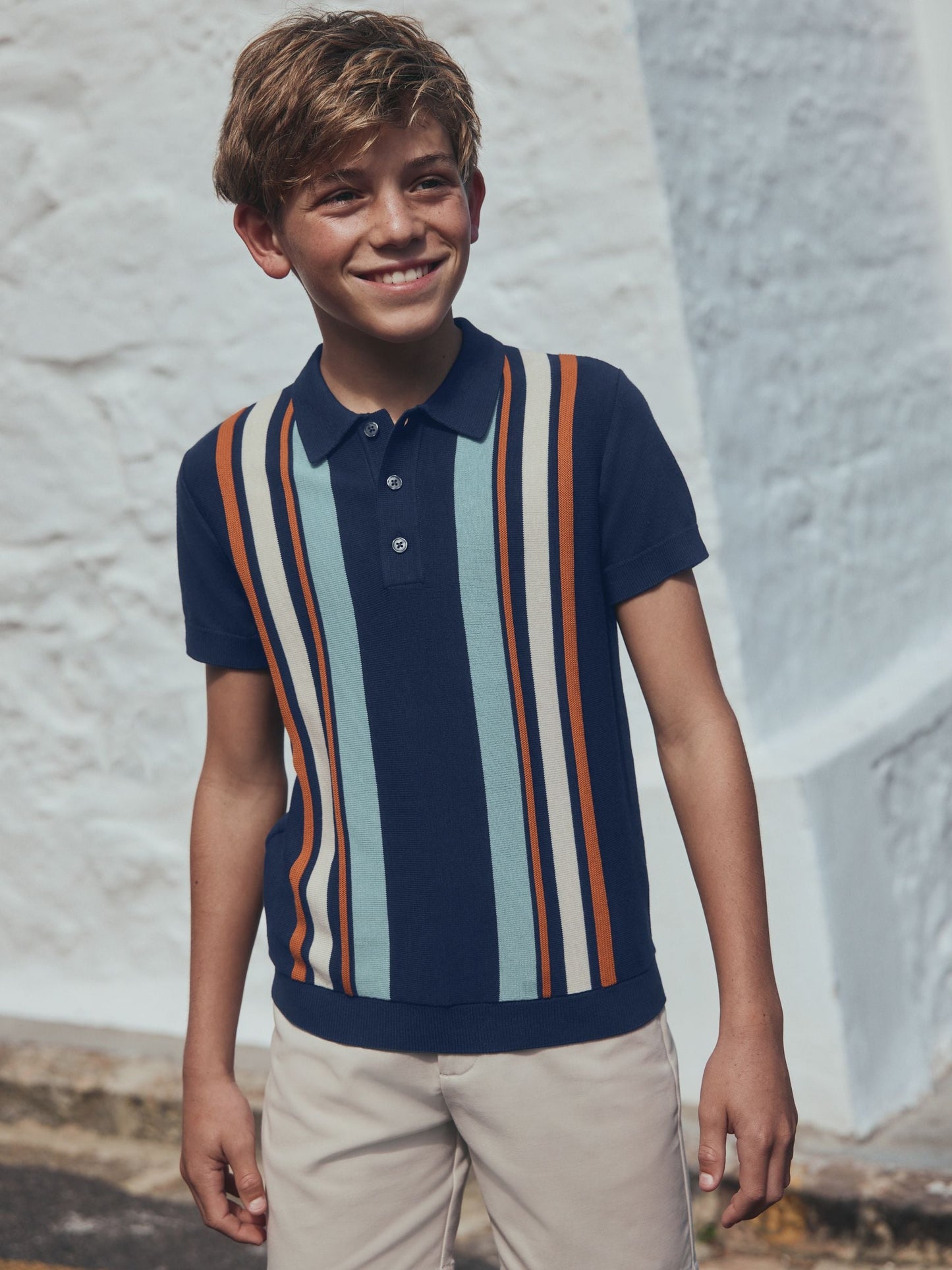 Dsiney Kidz - Navy Blue Knitted Button Neck Polo Shirt (3-16yrs) image 1