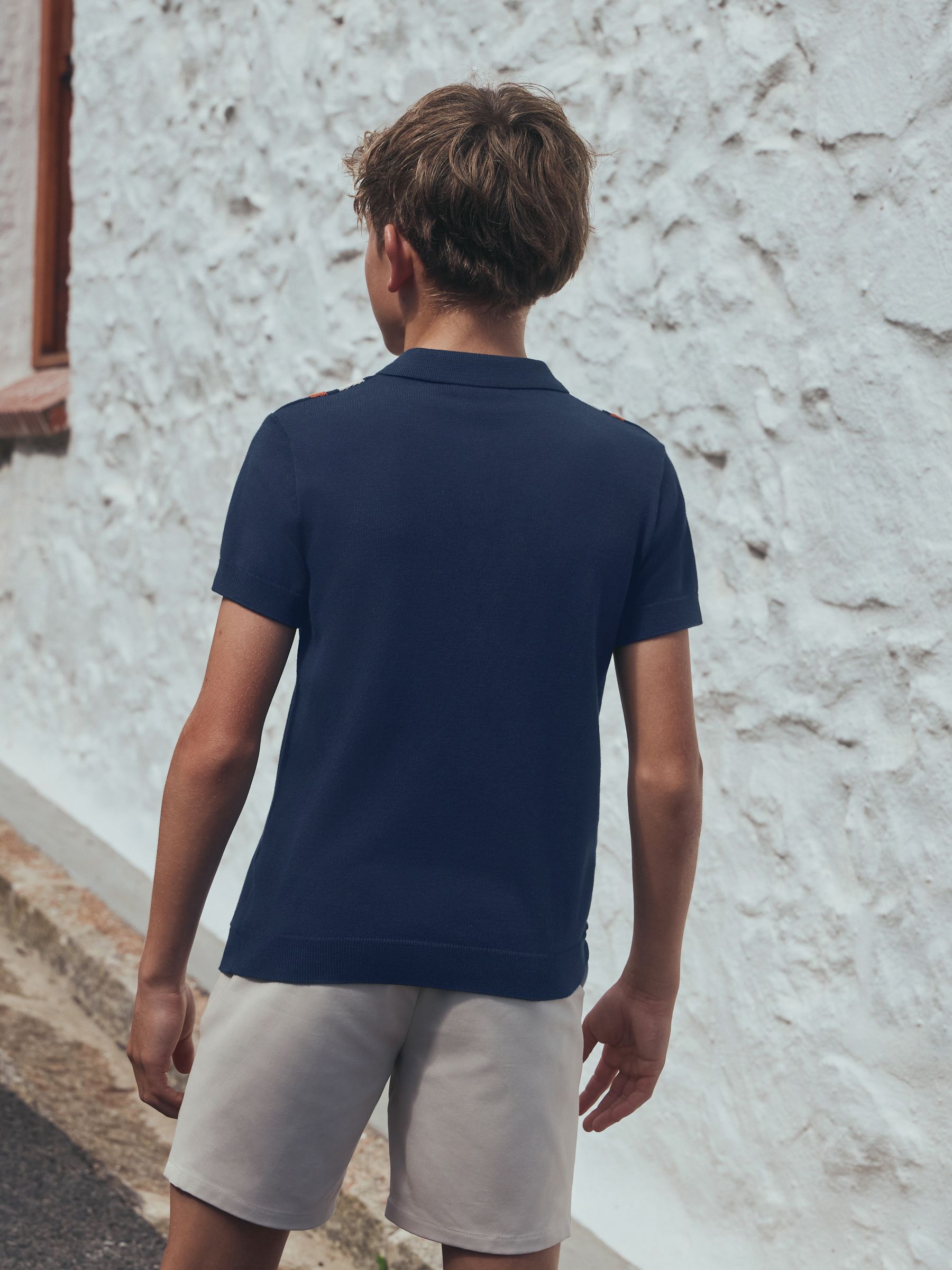 Dsiney Kidz - Navy Blue Knitted Button Neck Polo Shirt (3-16yrs) image 2