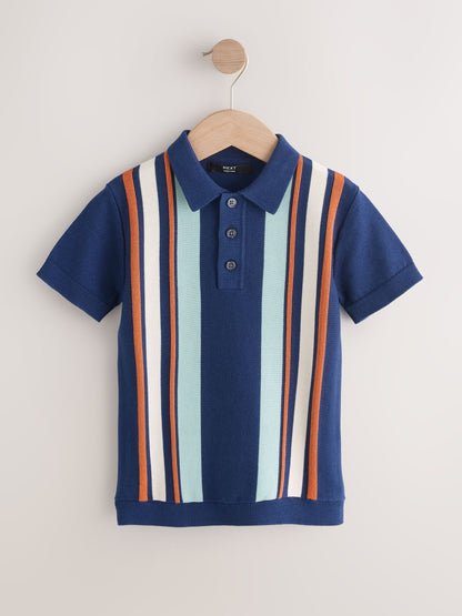 Dsiney Kidz - Navy Blue Knitted Button Neck Polo Shirt (3-16yrs) image 4