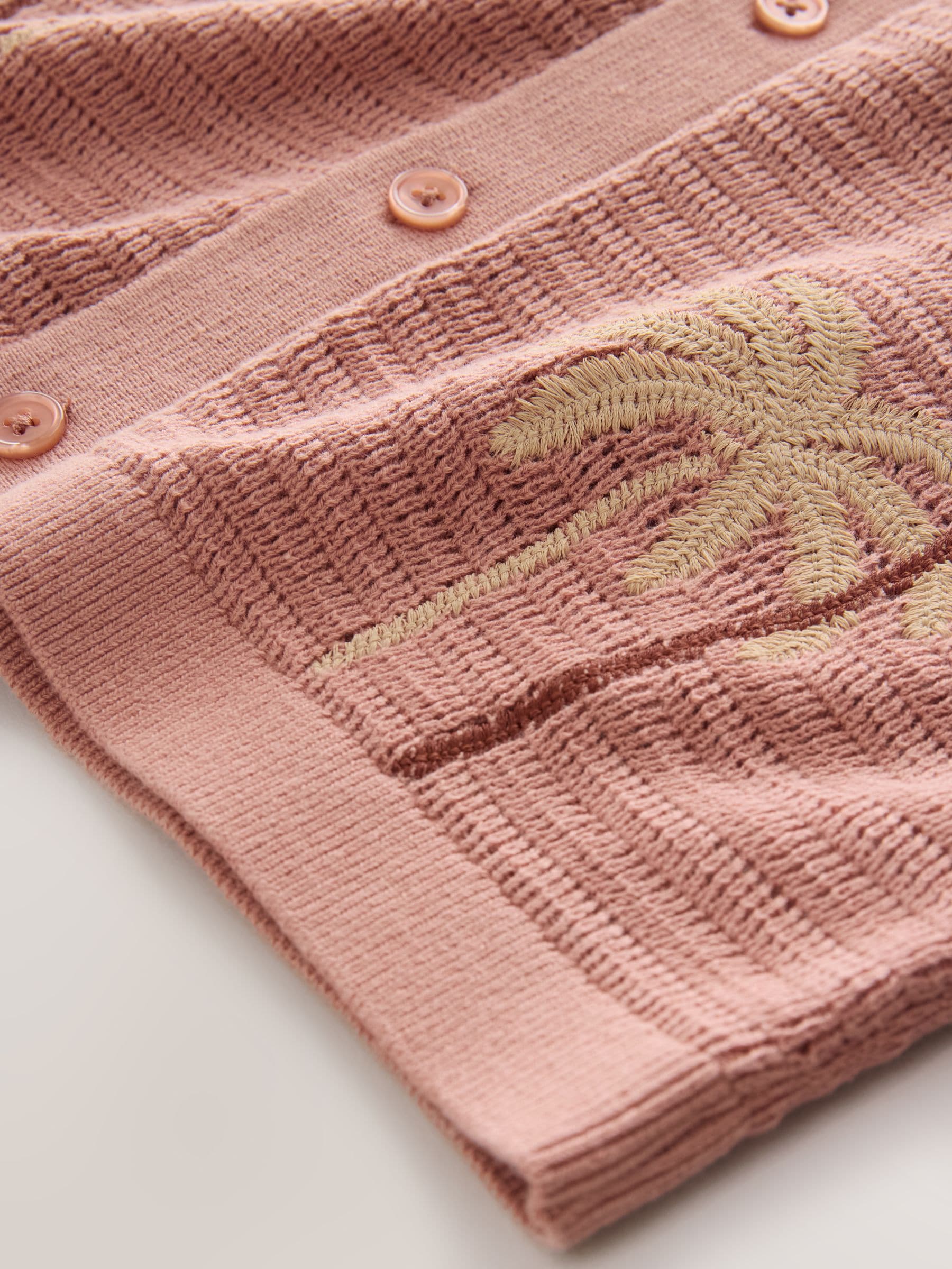 Dsiney Kidz - Dusky Pink Palm Embroidered Knitted Polo Shirt (3-16yrs) image 3