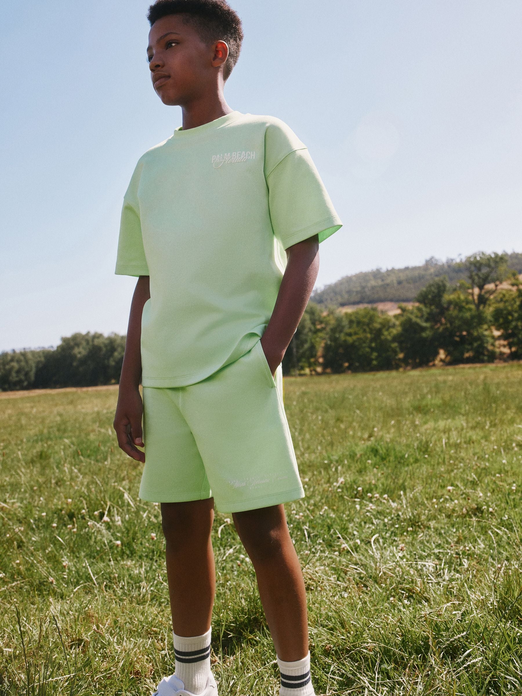 Dsiney Kidz - Bright Green Heavyweight Short Sleeve T-Shirt and Shorts Set (3-16yrs) image 2
