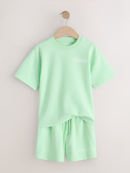Dsiney Kidz - Bright Green Heavyweight Short Sleeve T-Shirt and Shorts Set (3-16yrs) image 5