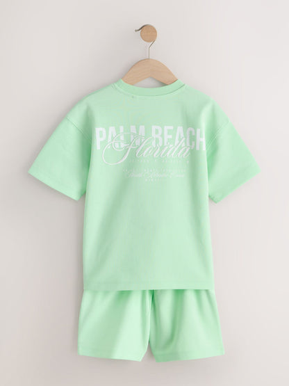 Dsiney Kidz - Bright Green Heavyweight Short Sleeve T-Shirt and Shorts Set (3-16yrs) image 6