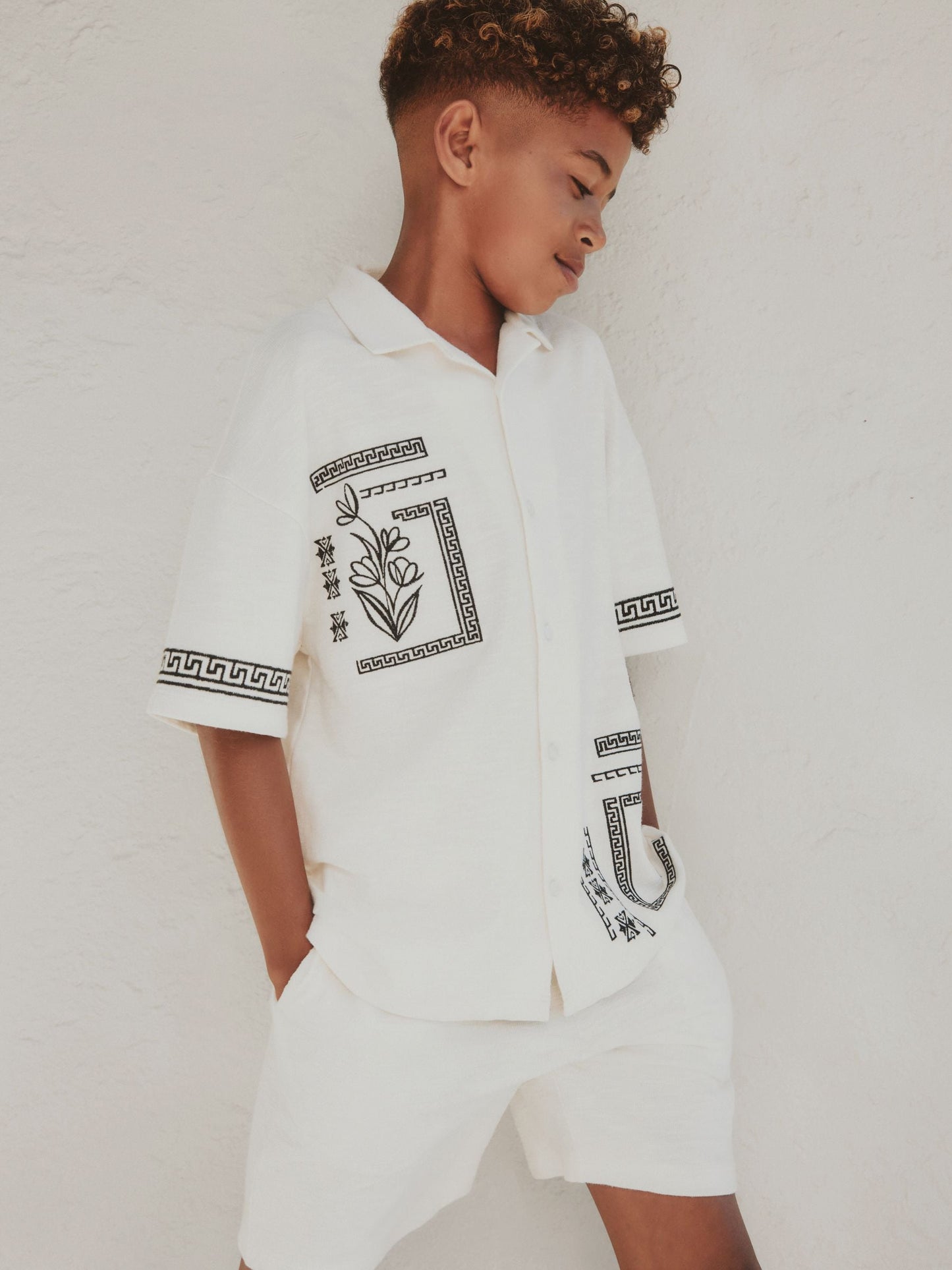 Dsiney Kidz - Ecru White Revere Button Through Shirt and Shorts Set (3-16yrs) image 2