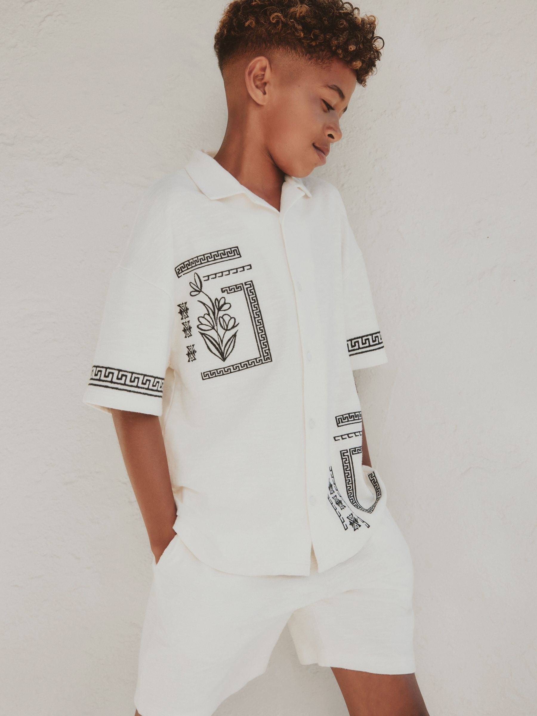 Dsiney Kidz - Ecru White Revere Button Through Shirt and Shorts Set (3-16yrs) image 2