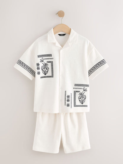 Dsiney Kidz - Ecru White Revere Button Through Shirt and Shorts Set (3-16yrs) image 5