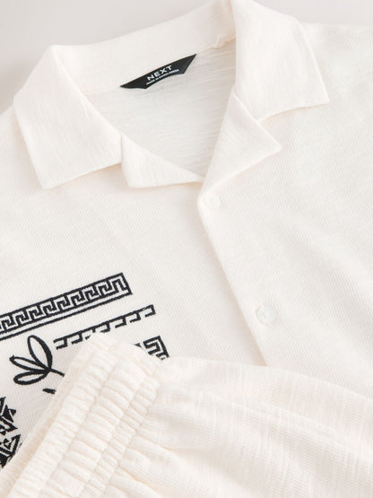 Dsiney Kidz - Ecru White Revere Button Through Shirt and Shorts Set (3-16yrs) image 8