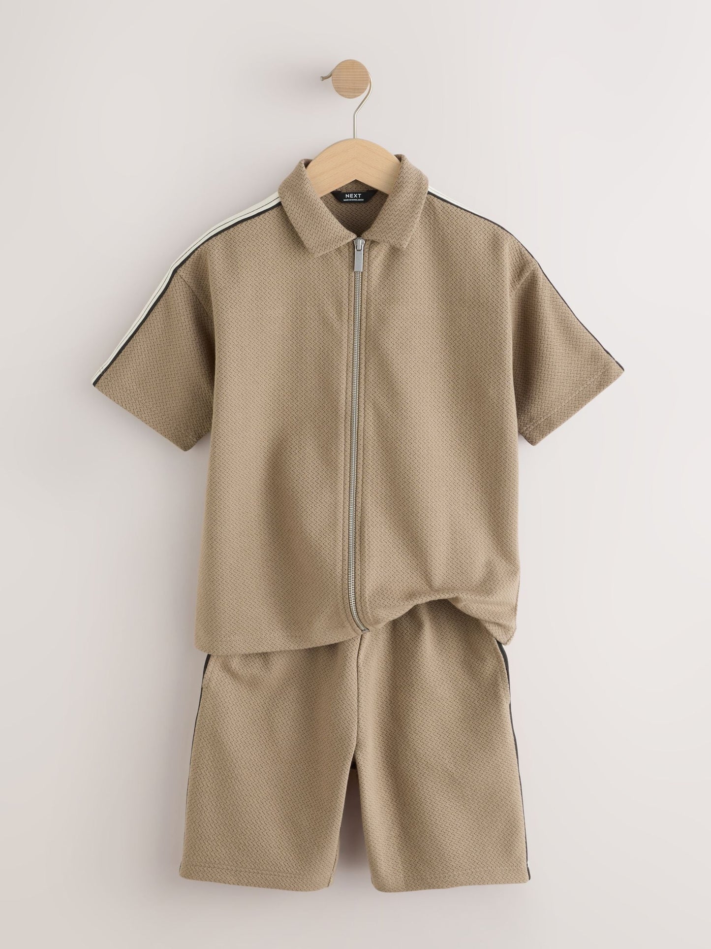 Dsiney Kidz - Tan Brown Short Sleeve Zip Through Polo Shirt & Shorts Set (3-16yrs) image 6