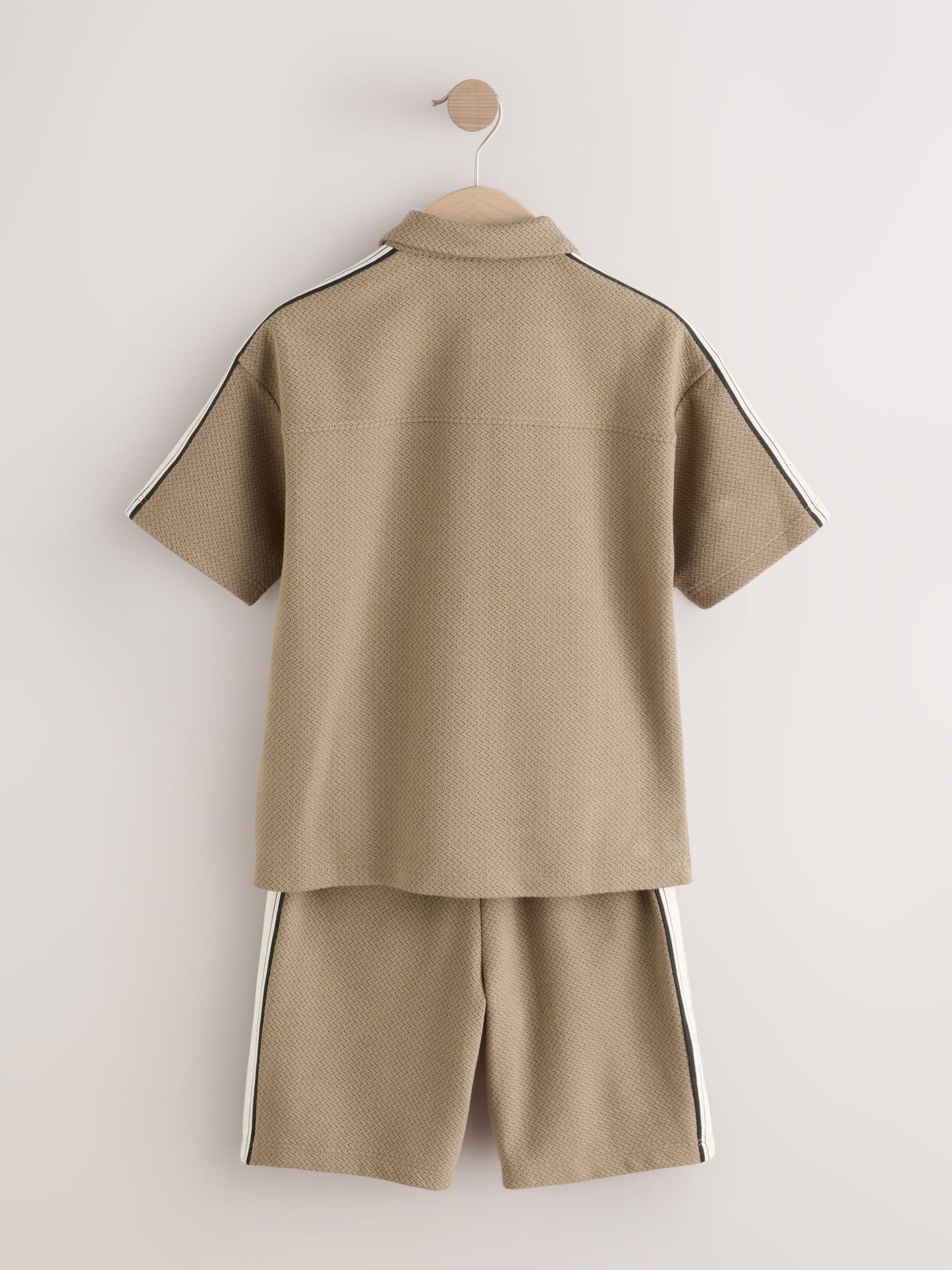 Dsiney Kidz - Tan Brown Short Sleeve Zip Through Polo Shirt & Shorts Set (3-16yrs) image 7