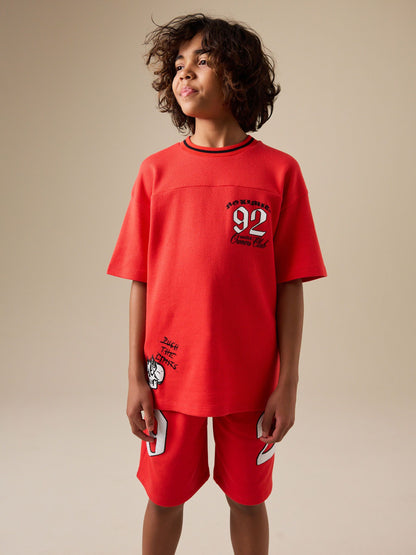 Dsiney Kidz - Red Varsity T-Shirt and Shorts Set (3-16yrs) image 1