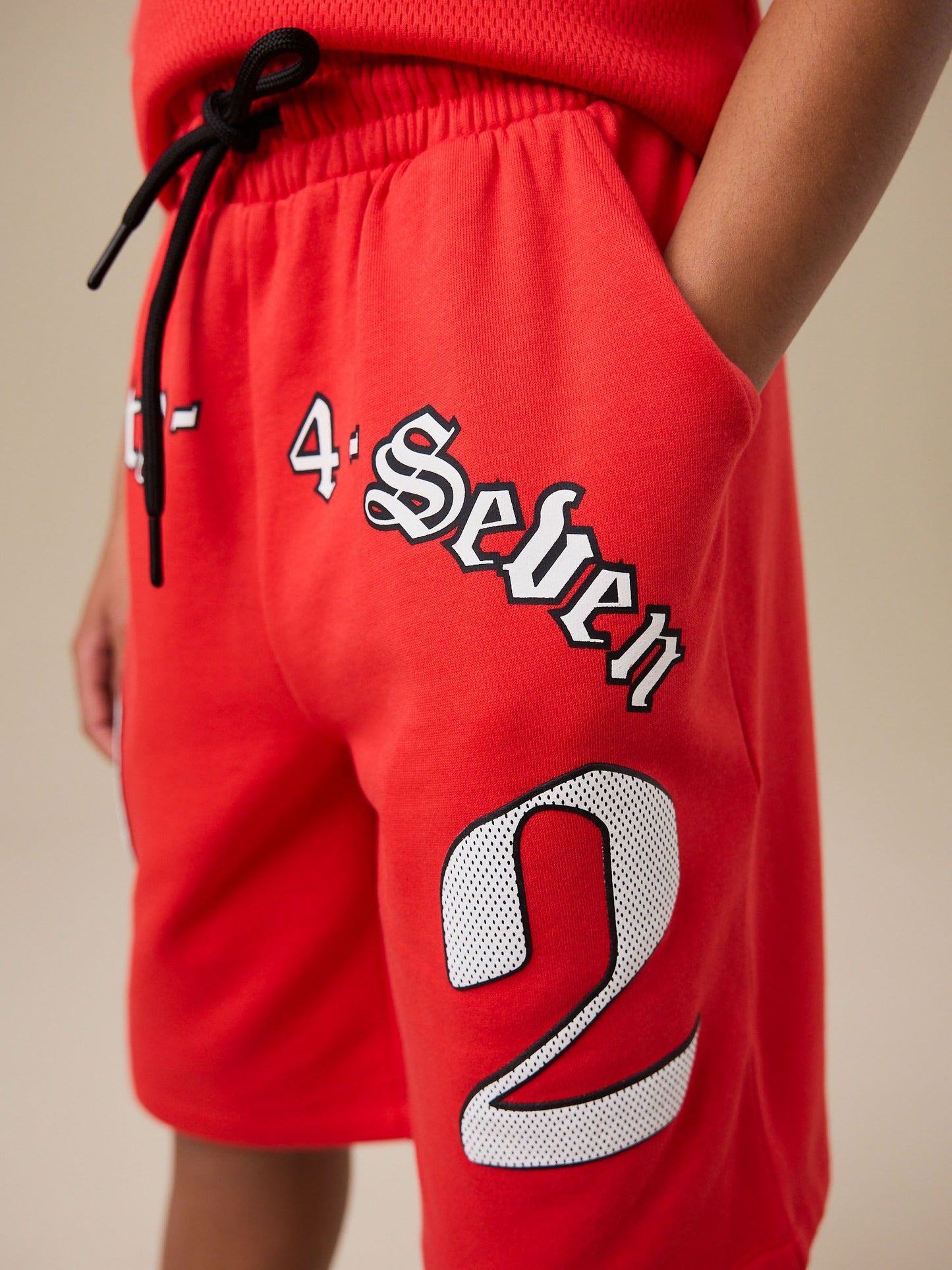 Dsiney Kidz - Red Varsity T-Shirt and Shorts Set (3-16yrs) image 4