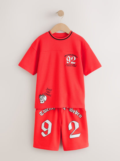 Dsiney Kidz - Red Varsity T-Shirt and Shorts Set (3-16yrs) image 5