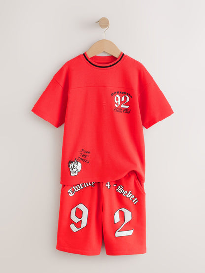Dsiney Kidz - Red Varsity T-Shirt and Shorts Set (3-16yrs) image 6