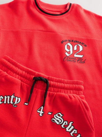 Dsiney Kidz - Red Varsity T-Shirt and Shorts Set (3-16yrs) image 8