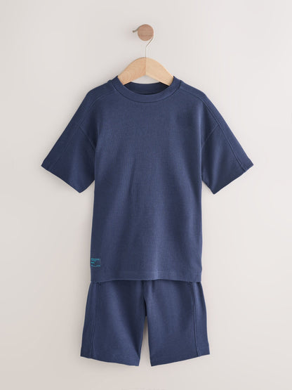Dsiney Kidz - Light Blue/Navy/Green Short Sleeve T-Shirt and Shorts Set 3 Pack (3-16yrs) image 2