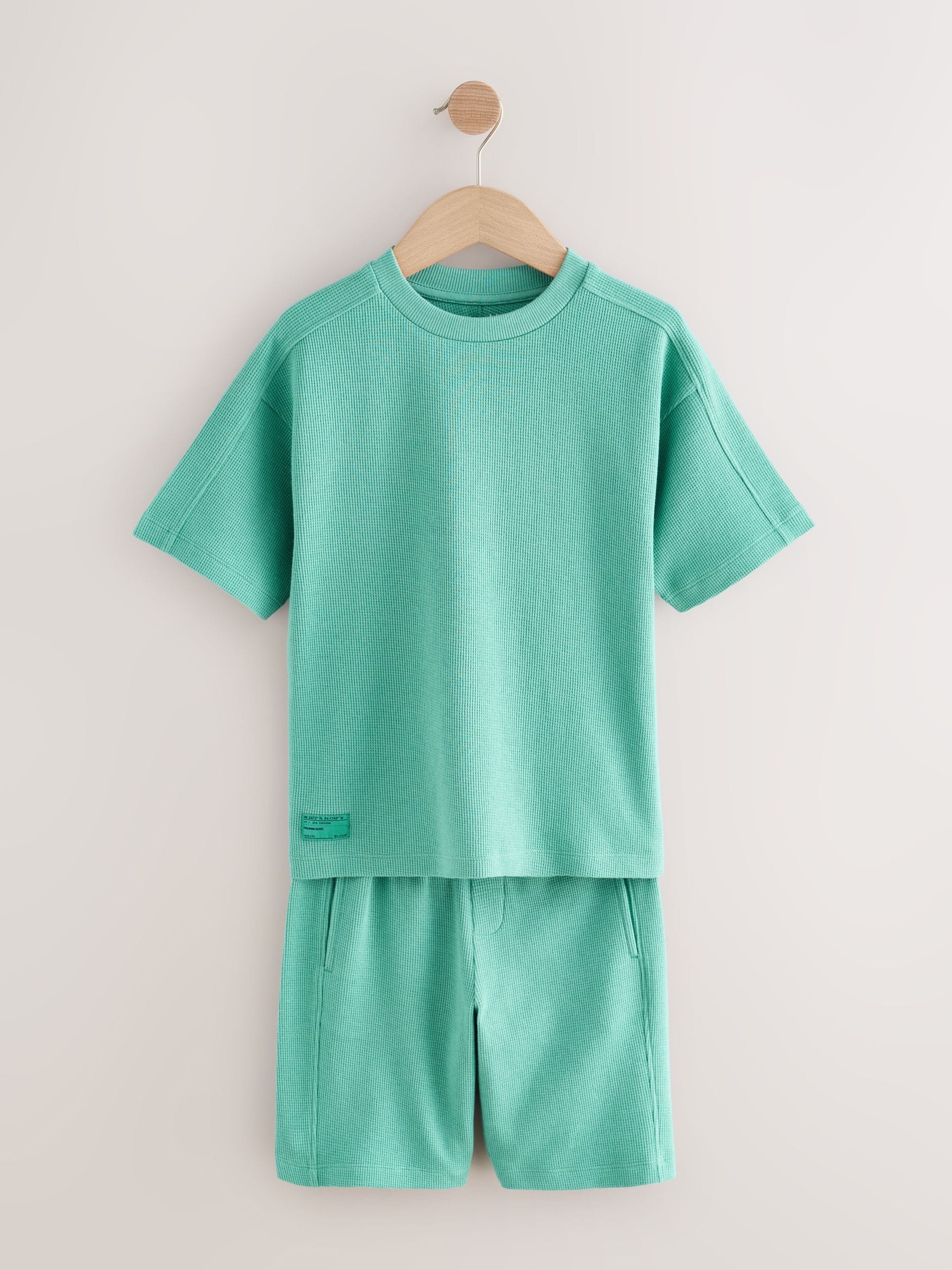Dsiney Kidz - Light Blue/Navy/Green Short Sleeve T-Shirt and Shorts Set 3 Pack (3-16yrs) image 5