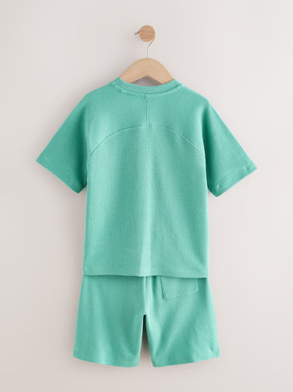 Dsiney Kidz - Light Blue/Navy/Green Short Sleeve T-Shirt and Shorts Set 3 Pack (3-16yrs) image 7