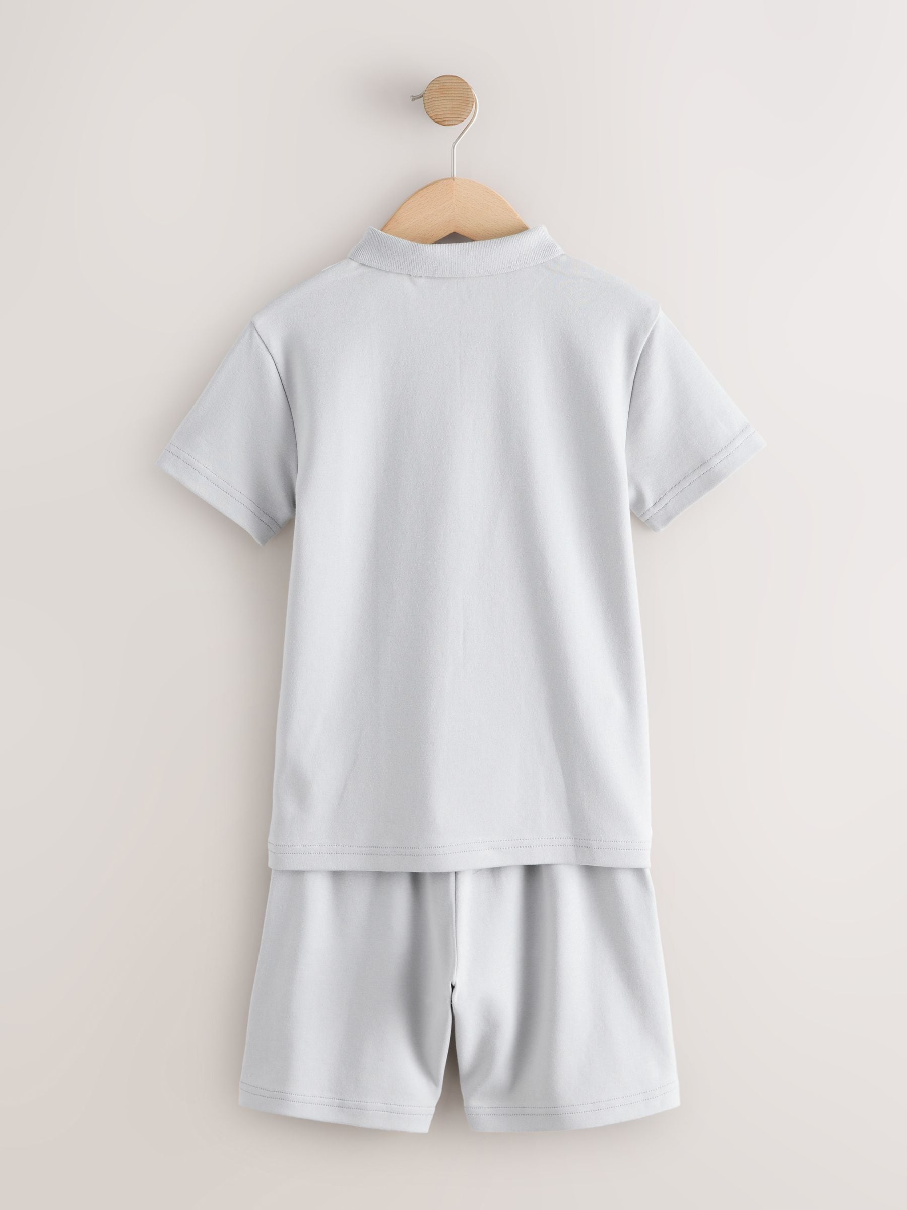 Dsiney Kidz - Grey and White Colourblock Short Sleeve Polo Shirt and Shorts Set (3-16yrs) image 3