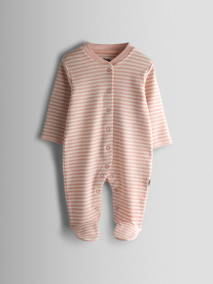 JoJo Maman Bébé Pink Bunny Cotton Footed 3 Pack Sleepsuit image 2