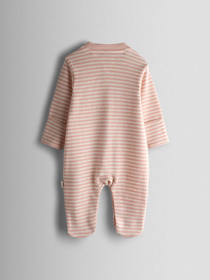 JoJo Maman Bébé Pink Bunny Cotton Footed 3 Pack Sleepsuit image 3