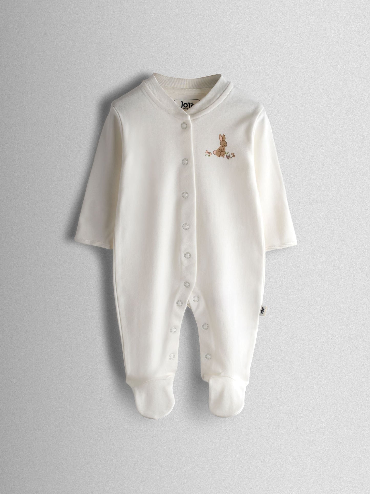 JoJo Maman Bébé Pink Bunny Cotton Footed 3 Pack Sleepsuit image 4