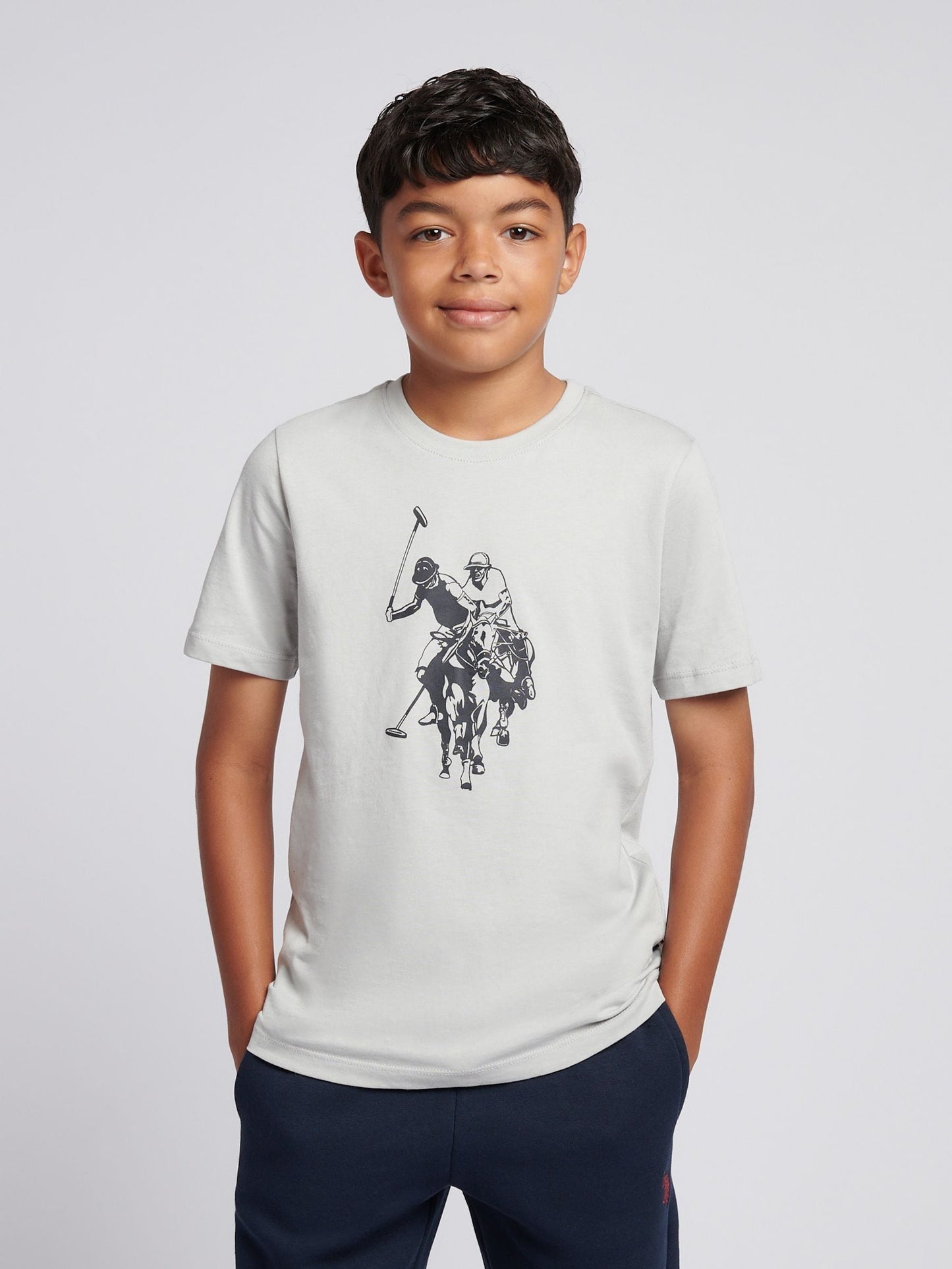 Dsiney Kidz - U.S. Polo Assn. Grey Double Horsemen Graphic T-Shirt image 1