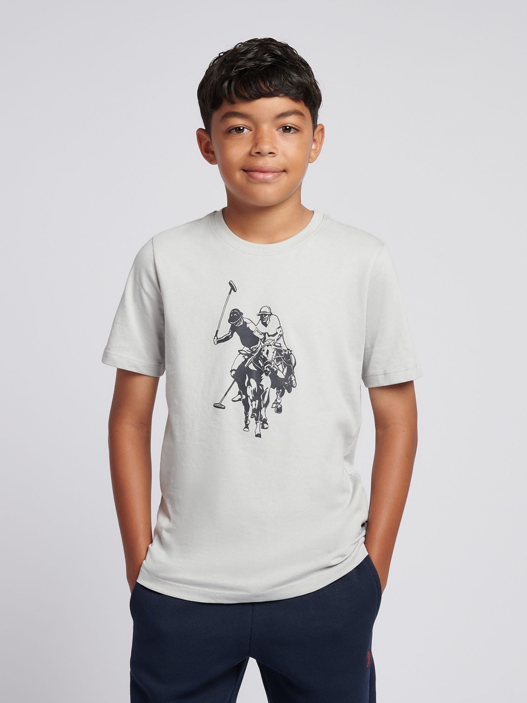 Dsiney Kidz - U.S. Polo Assn. Grey Double Horsemen Graphic T-Shirt image 1