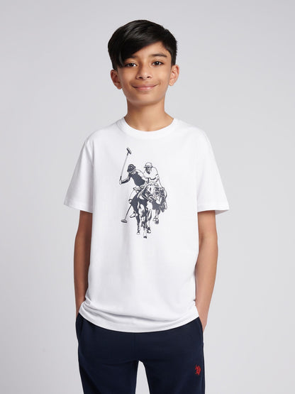 Dsiney Kidz - U.S. Polo Assn. Coral/White Double Horsemen Graphic T-Shirt image 1
