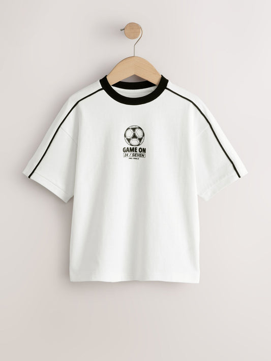 Dsiney Kidz - White/Black Short Sleeve Graphic Football T-Shirt (3-16yrs) image 1