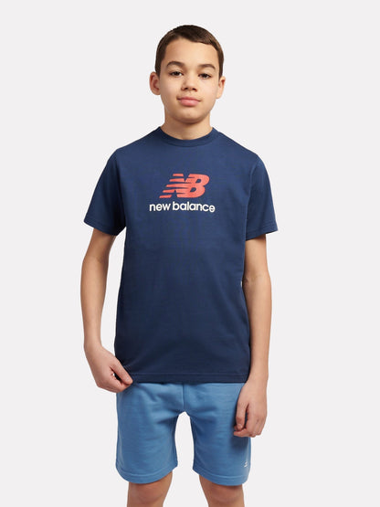 Dsiney Kidz - New Balance Light Blue Jersey Stacked Logo T-Shirt image 1