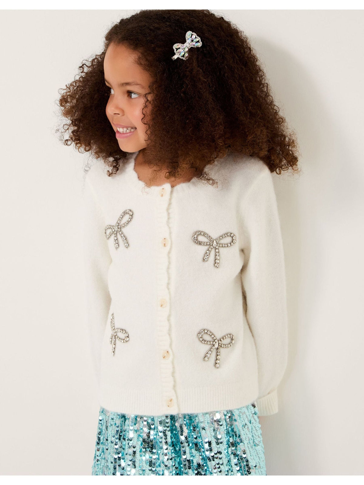 Monsoon Natural Bow Embellished Cardigan - image 1