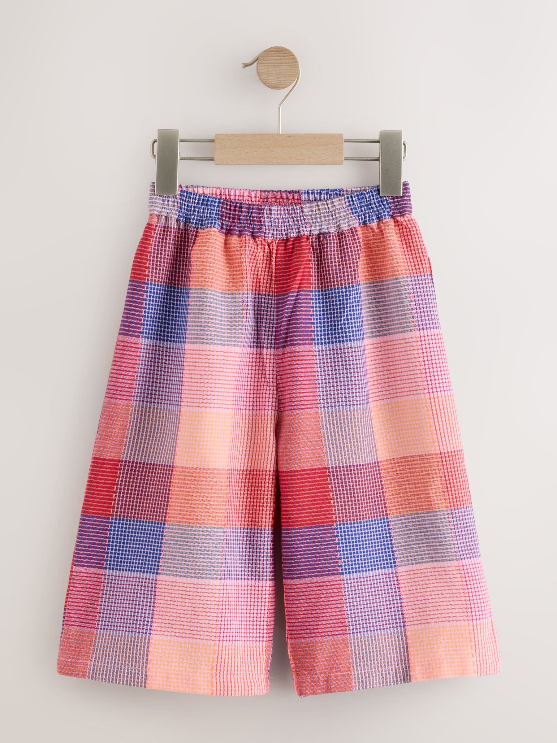 Bright Pink Multi Check Pullon Barrel Trousers (3mths-7yrs) image 4
