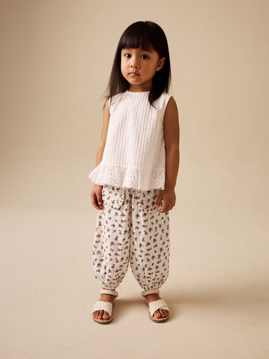 Cream/Pink Floral Ditsy Pull On Trousers (3mths-7yrs) image 2