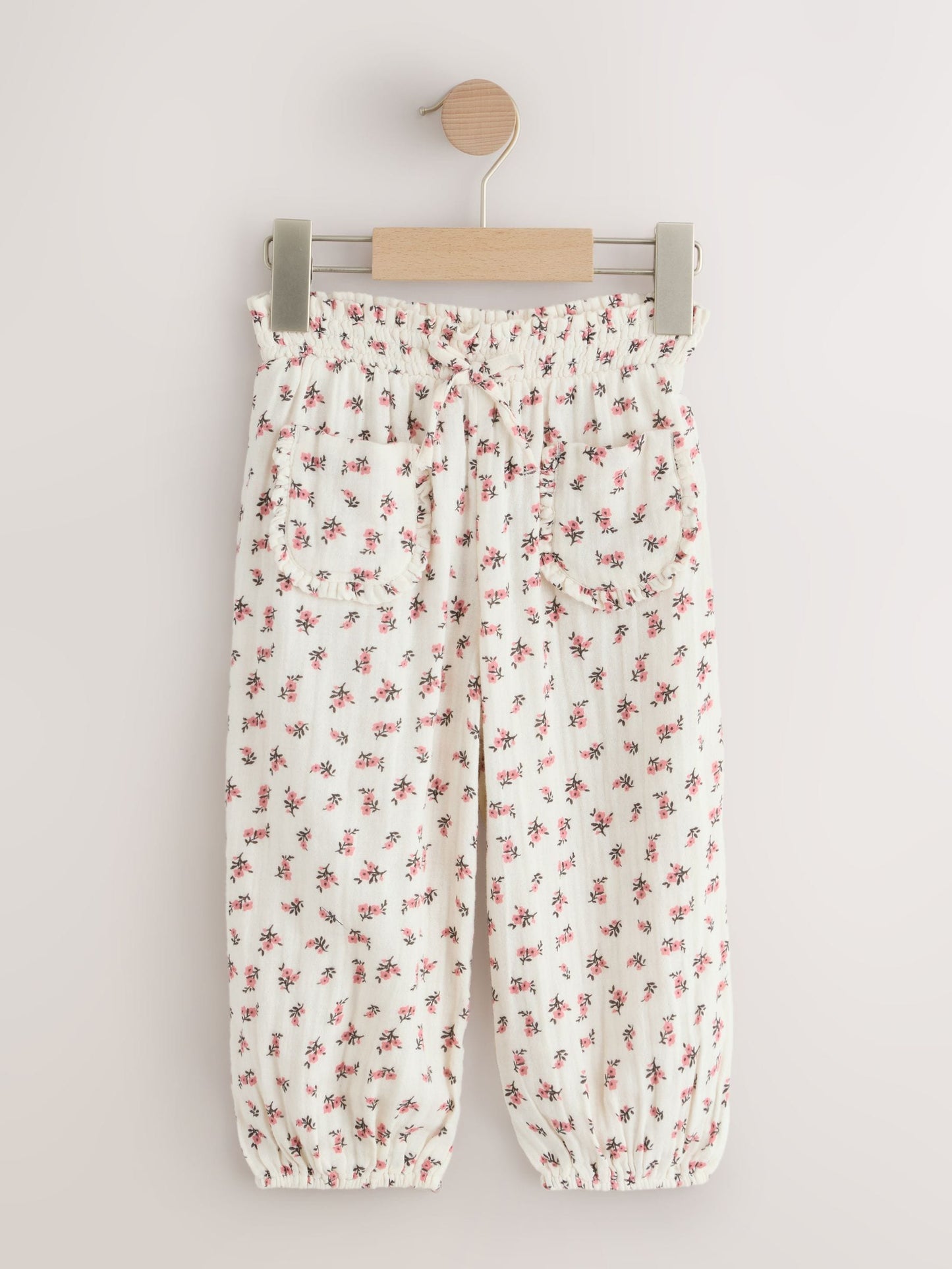 Cream/Pink Floral Ditsy Pull On Trousers (3mths-7yrs) image 5