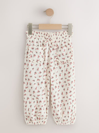 Cream/Pink Floral Ditsy Pull On Trousers (3mths-7yrs) image 5