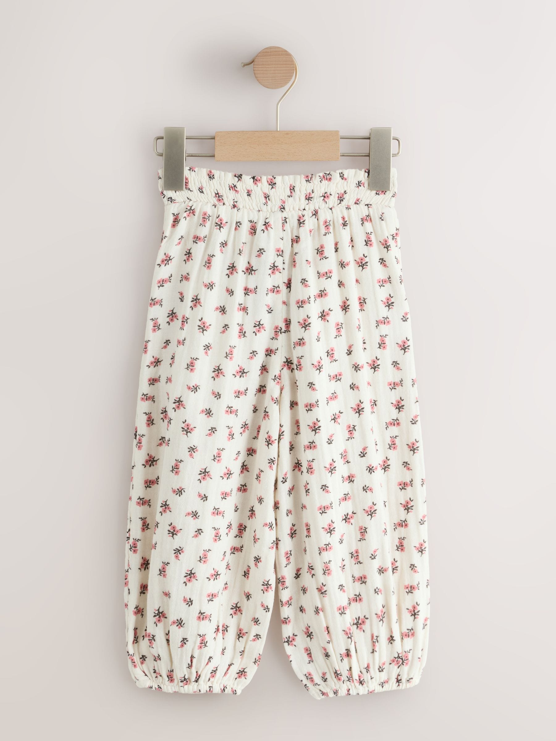 Cream/Pink Floral Ditsy Pull On Trousers (3mths-7yrs) image 6